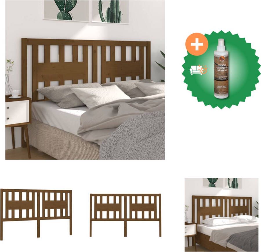 VidaXL Houten Hoofdeinde Trendy Design Hoofdbord voor Bed 141 x 4 x 100 cm Ken- Klassieke uitstraling Kleur- honingbruin Bedonderdeel Inclusief Houtreiniger en verfrisser - Foto 5