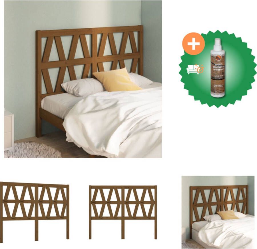 VidaXL Houten Hoofdeinde Trendy Design Hoofdbord voor Bed 141 x 4 x 100 cm Ken- Klassieke uitstraling Kleur- honingbruin Bedonderdeel Inclusief Houtreiniger en verfrisser