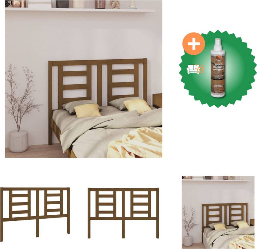 VidaXL Houten Hoofdeinde Trendy Design Hoofdbord voor Bed 141 x 4 x 100 cm Ken- Klassieke uitstraling Kleur- honingbruin Bedonderdeel Inclusief Houtreiniger en verfrisser - Foto 4