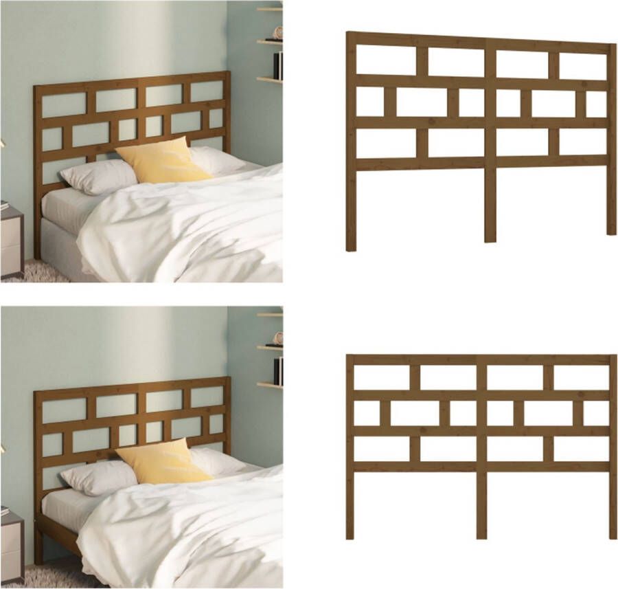 VidaXL Hoofdbord 141x4x100 cm massief grenenhout honingbruin Hoofdbord Hoofdborden Hoofdeinde Houten Hoofdbord - Foto 4