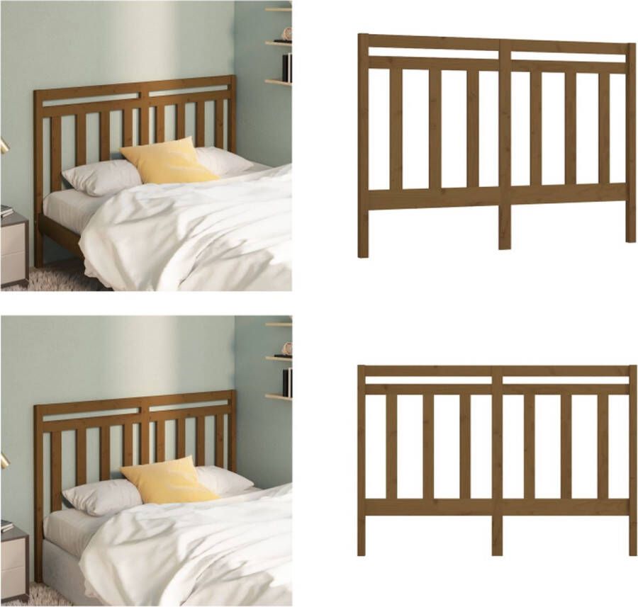 VidaXL Hoofdbord 141x4x100 cm massief grenenhout honingbruin Hoofdbord Hoofdborden Hoofdeinde Houten Hoofdbord - Foto 5