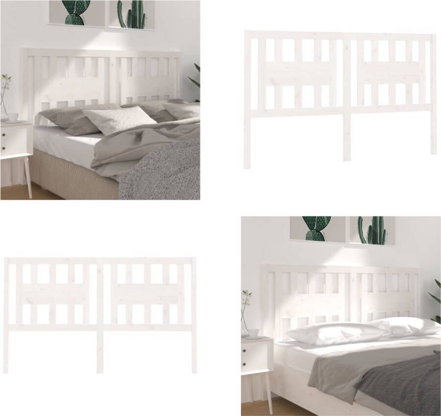 VidaXL Hoofdbord 141x4x100 cm massief grenenhout wit Hoofdbord Hoofdborden Hoofdeinde Houten Hoofdbord - Foto 2