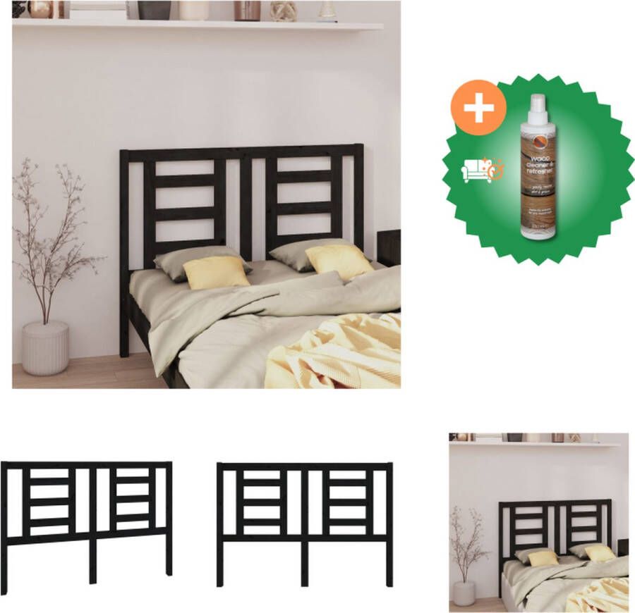 VidaXL Hoofdbord 141x4x100 cm massief grenenhout zwart Bedonderdeel Inclusief Houtreiniger en verfrisser - Foto 2