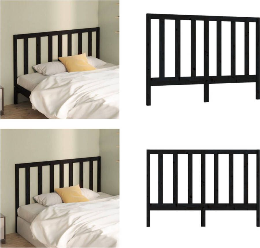 VidaXL Hoofdbord 141x4x100 cm massief grenenhout zwart Hoofdbord Hoofdborden Hoofdeinde Houten Hoofdbord - Foto 2