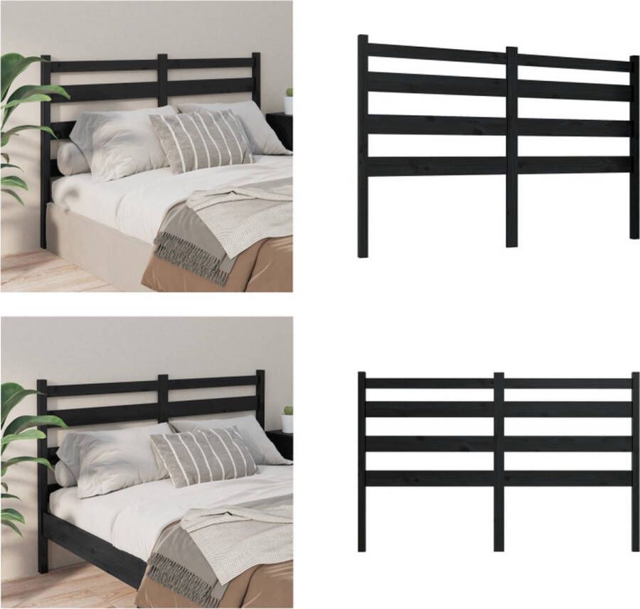 VidaXL Hoofdbord 141x4x100 cm massief grenenhout zwart Hoofdbord Hoofdborden Hoofdeinde Houten Hoofdbord