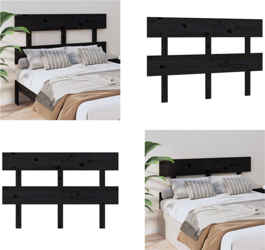 VidaXL Hoofdbord 144x3x81 cm massief grenenhout zwart Hoofdbord Hoofdborden Hoofdeinde Houten Hoofdbord