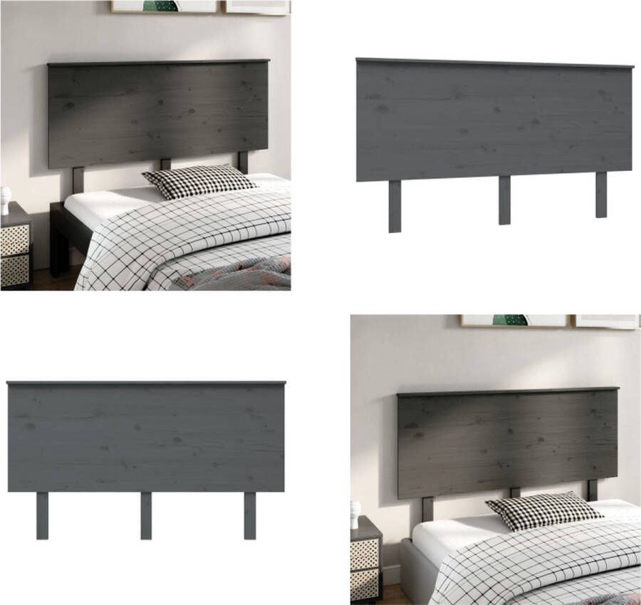 VidaXL Hoofdbord 144x6x82 5 cm massief grenenhout grijs Hoofdbord Hoofdborden Hoofdeinde Houten Hoofdbord
