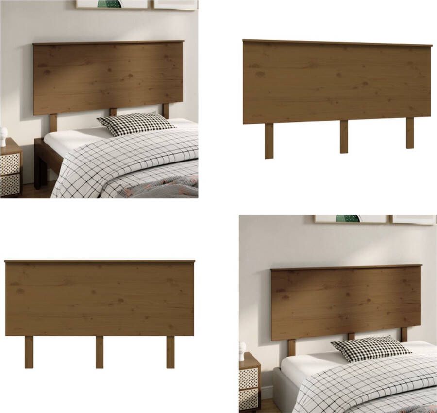 VidaXL Hoofdbord 144x6x82-5 cm massief grenenhout honingbruin Hoofdbord Hoofdborden Hoofdeinde Houten Hoofdbord