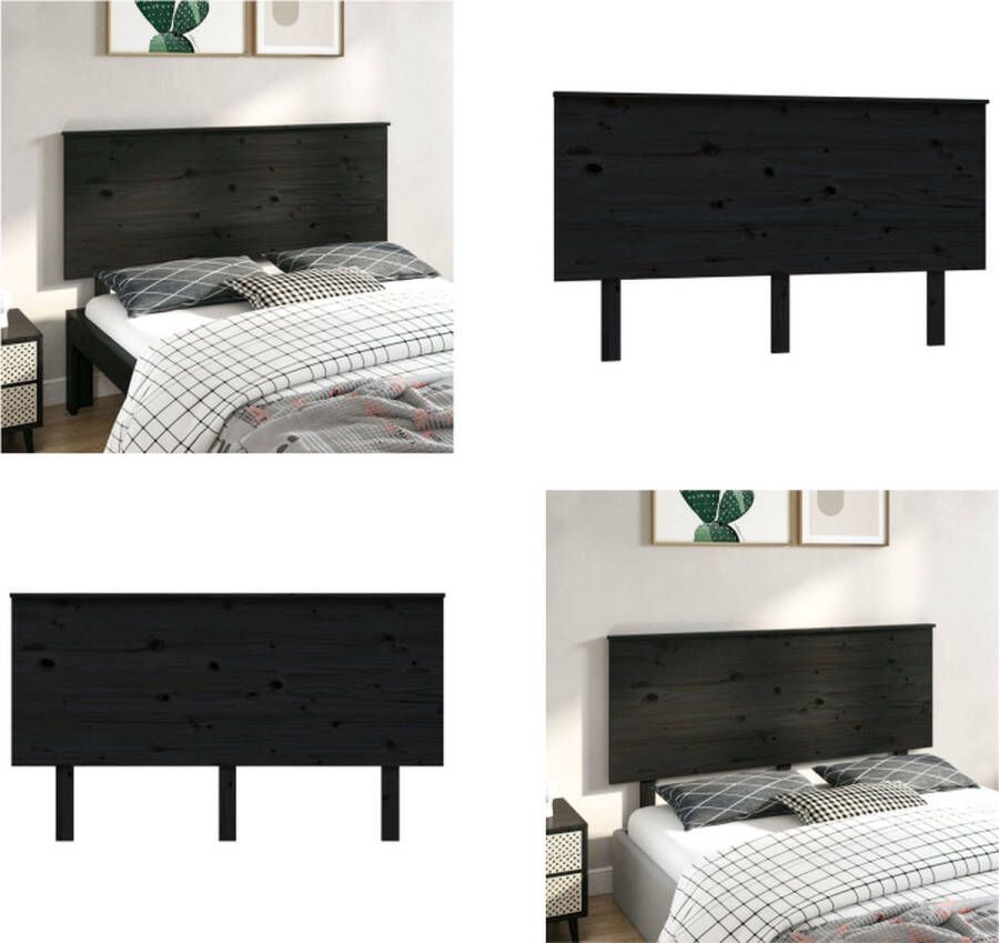 VidaXL Hoofdbord 144x6x82-5 cm massief grenenhout zwart Hoofdbord Hoofdborden Hoofdeinde Houten Hoofdbord