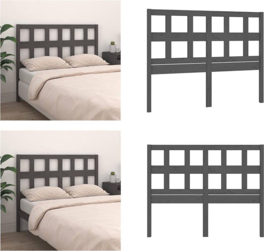 VidaXL Hoofdbord 145-5x4x100 cm massief grenenhout grijs Hoofdbord Hoofdborden Hoofdeinde Houten Hoofdbord - Foto 4