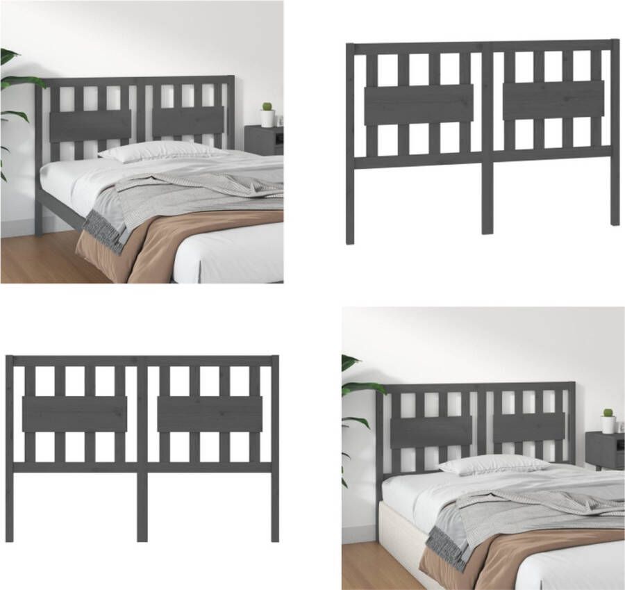 VidaXL Hoofdbord 145-5x4x100 cm massief grenenhout grijs Hoofdbord Hoofdborden Hoofdeinde Houten Hoofdbord