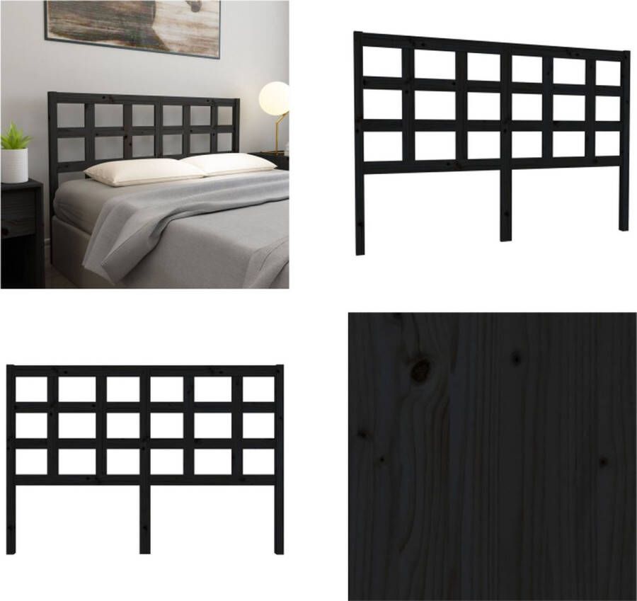 VidaXL Hoofdbord 145-5x4x100 cm massief grenenhout zwart Hoofdbord Hoofdborden Hoofdeinde Houten Hoofdbord - Foto 5