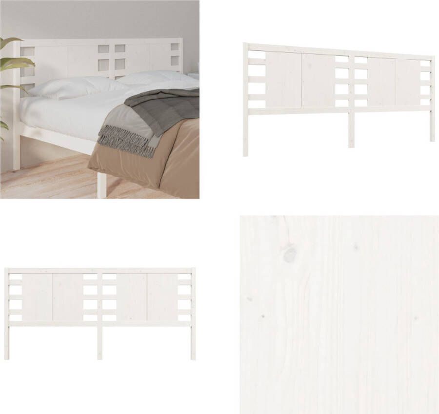 VidaXL Hoofdbord 146x4x100 cm massief grenenhout wit Hoofdbord Hoofdborden Hoofdeinde Houten Hoofdbord
