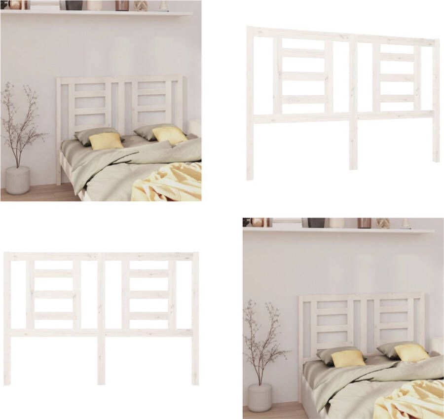 VidaXL Hoofdbord 146x4x100 cm massief grenenhout wit Hoofdbord Hoofdborden Hoofdeinde Houten Hoofdbord - Foto 3