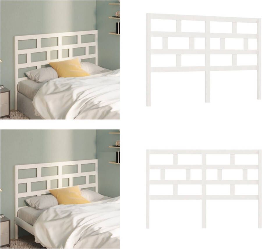 VidaXL Hoofdbord 146x4x100 cm massief grenenhout wit Hoofdbord Hoofdborden Hoofdeinde Houten Hoofdbord - Foto 2