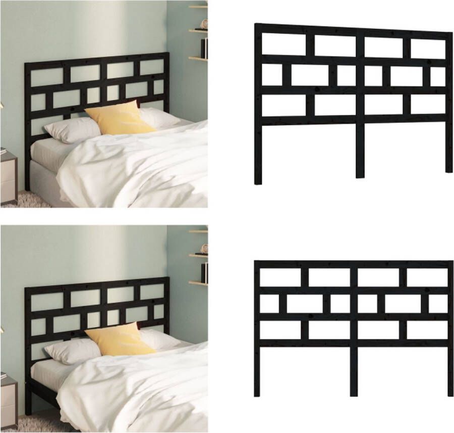 VidaXL Hoofdbord 146x4x100 cm massief grenenhout zwart Hoofdbord Hoofdborden Hoofdeinde Houten Hoofdbord - Foto 7