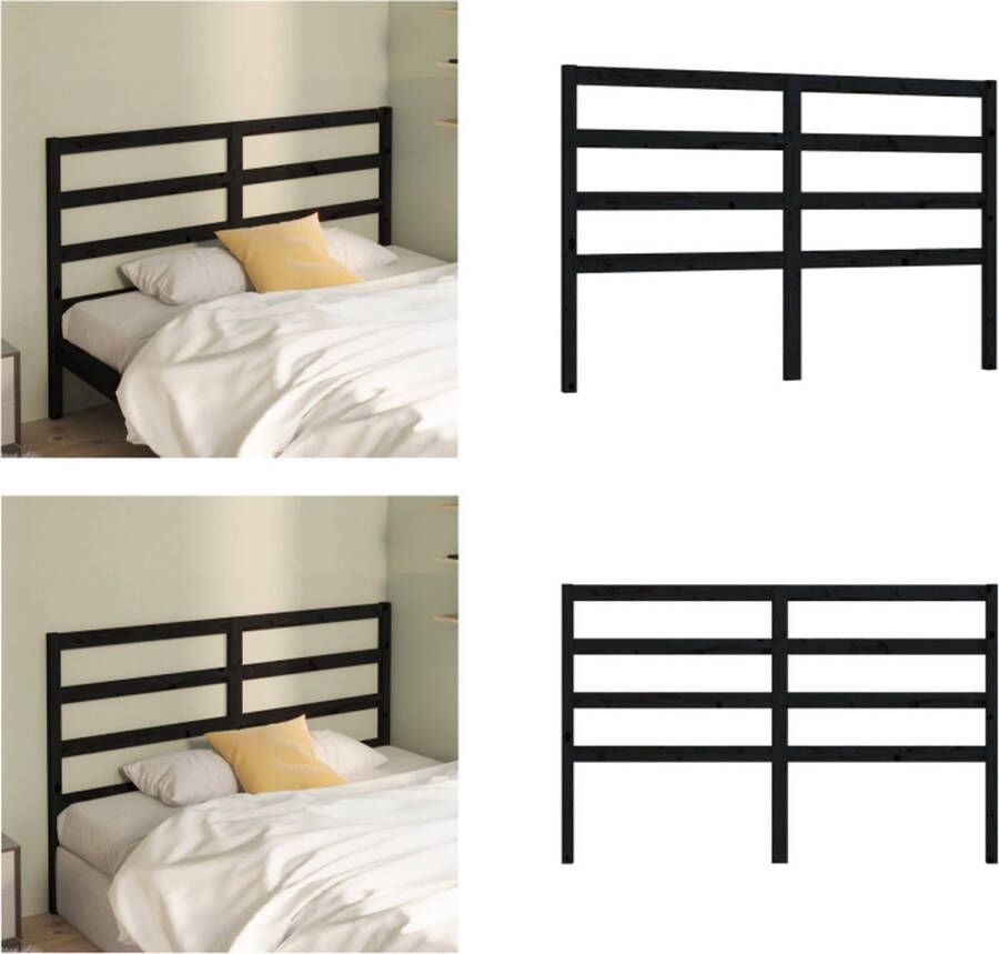 VidaXL Hoofdbord 146x4x100 cm massief grenenhout zwart Hoofdbord Hoofdborden Hoofdeinde Houten Hoofdbord - Foto 5