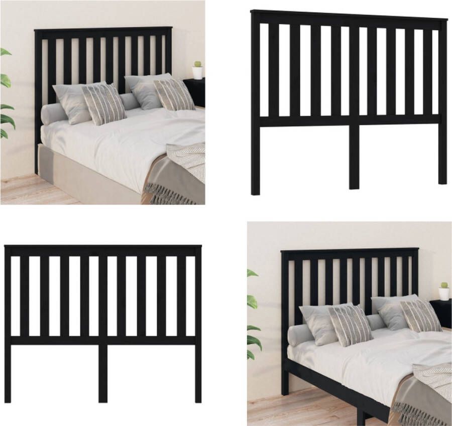 VidaXL Hoofdbord 146x6x101 cm massief grenenhout zwart Hoofdbord Hoofdborden Hoofdeinde Houten Hoofdbord