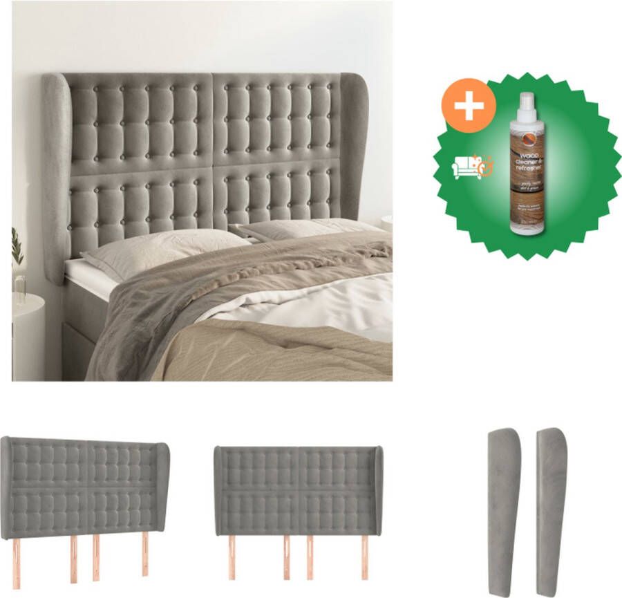 VidaXL Hoofdbord 147 x 23 x 118 128 cm Zacht fluweel Bedonderdeel Inclusief Houtreiniger en verfrisser