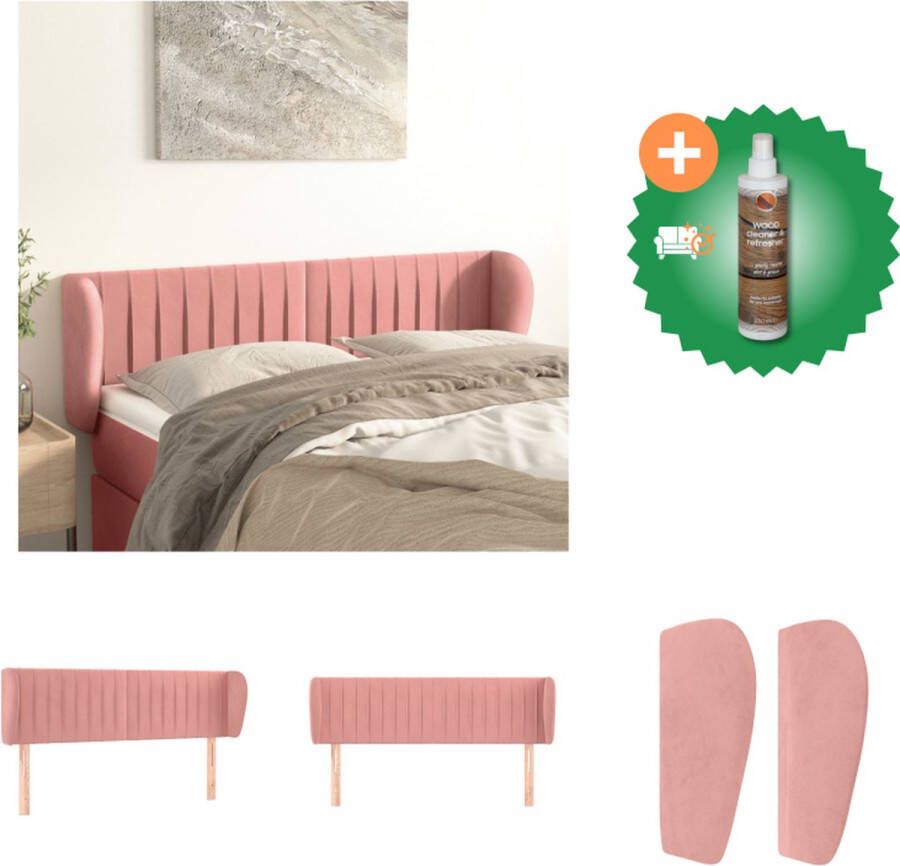 VidaXL Hoofdbord 147 x 23 x 78 88 cm Zacht fluweel Bedonderdeel Inclusief Houtreiniger en verfrisser