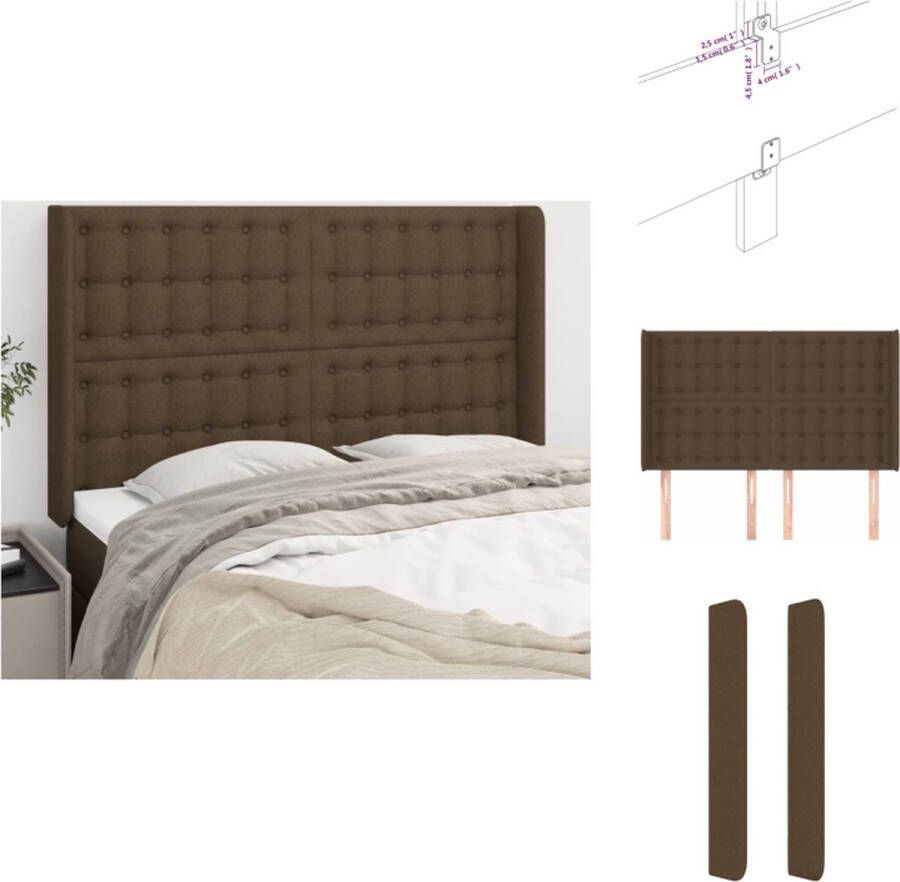 VidaXL Hoofdeind Donkerbruin 147x16x118 128 cm Trendy Duurzaam Hoofdbord met Verstelbare Hoogte en Stevige Poten Bedonderdeel - Foto 2
