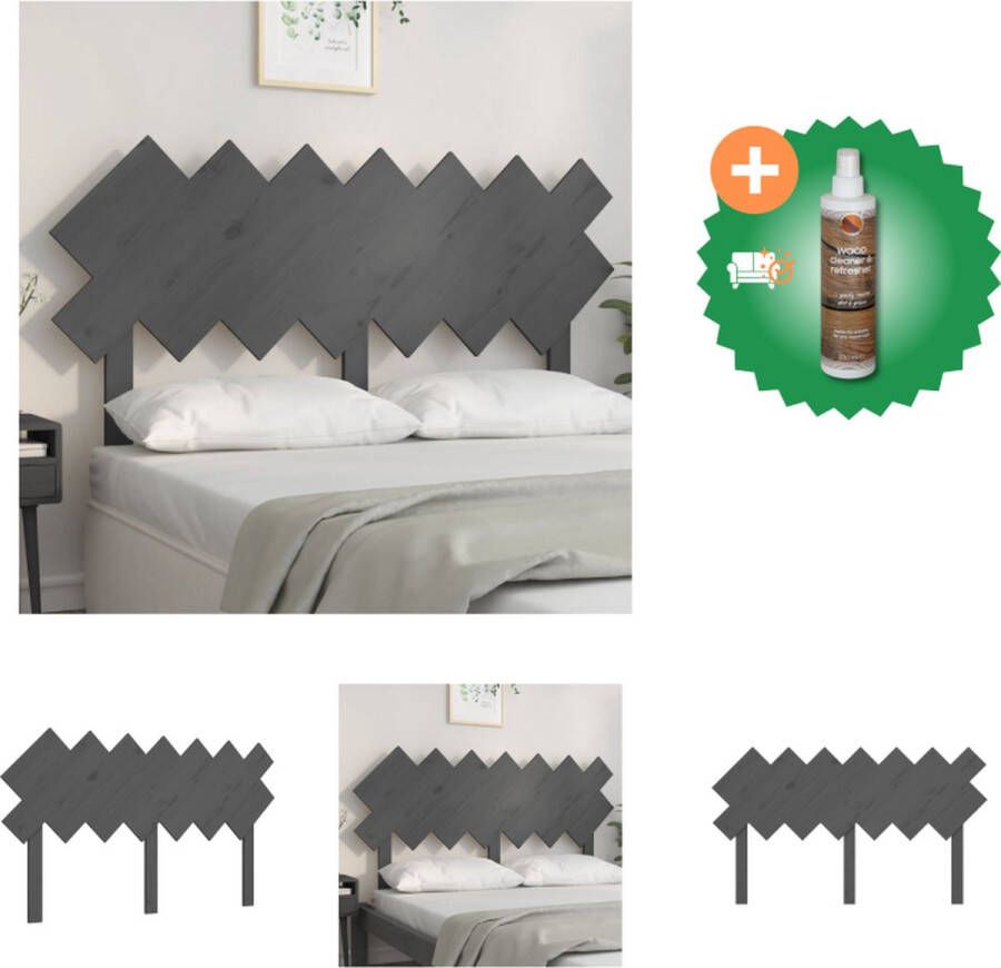 VidaXL Hoofdbord 151-5x3x81 cm massief grenenhout grijs Bedonderdeel Inclusief Houtreiniger en verfrisser