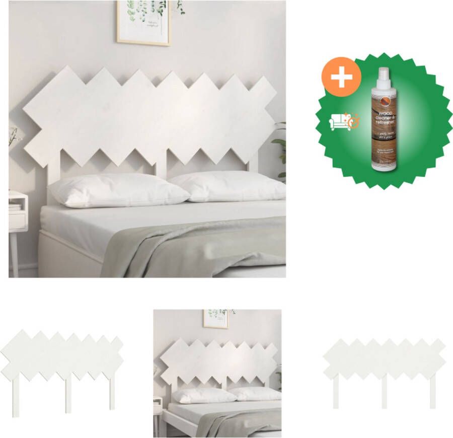 VidaXL Hoofdbord 151-5x3x81 cm massief grenenhout wit Bedonderdeel Inclusief Houtreiniger en verfrisser