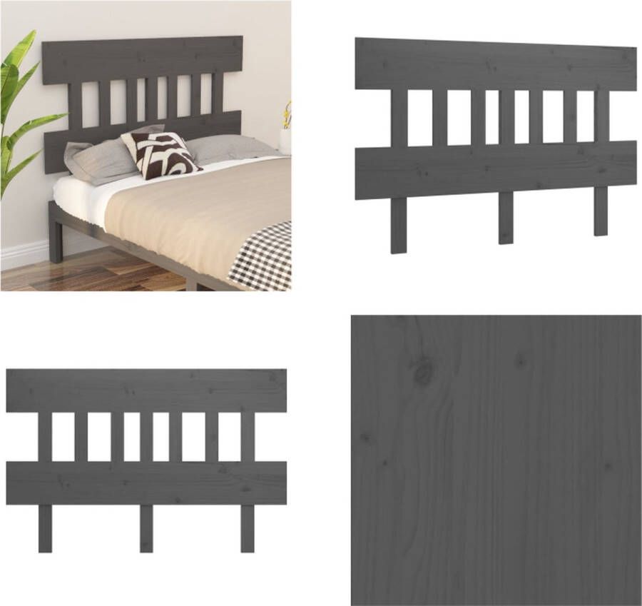 VidaXL Hoofdbord 153 5x3x81 cm massief grenenhout grijs Hoofdbord Hoofdborden Hoofdeinde Houten Hoofdbord - Foto 2