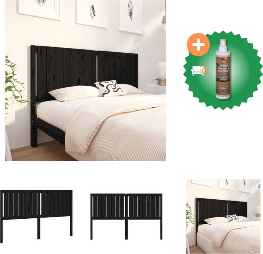 VidaXL Houten Hoofdbord Bedaccessoires 155.5 x 4 x 100 cm Zwart Bedonderdeel Inclusief Houtreiniger en verfrisser - Foto 3