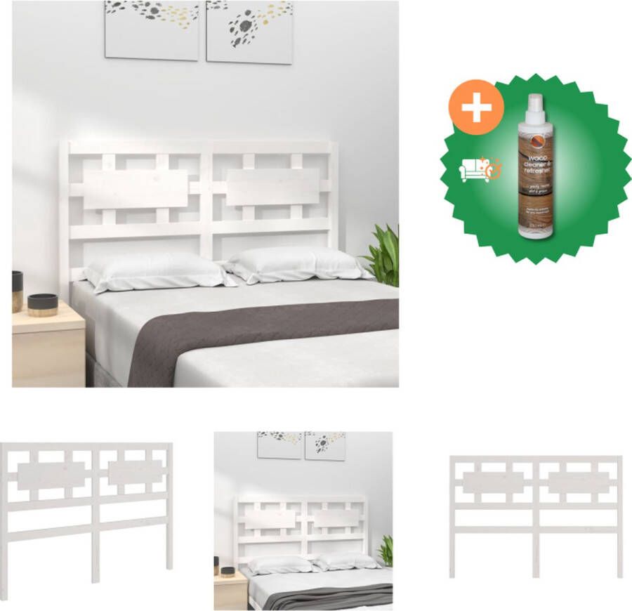 VidaXL Houten Hoofdeinde Rustieke Charme Hoofdbord Afmetingen- 155.5 x 4 x 100 cm Kleur- Wit Materiaal- Massief Grenenhout Bedonderdeel Inclusief Houtreiniger en verfrisser
