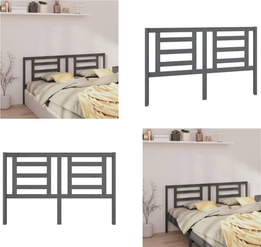 VidaXL Hoofdbord 156x4x100 cm massief grenenhout grijs Hoofdbord Hoofdborden Hoofdeinde Houten Hoofdbord