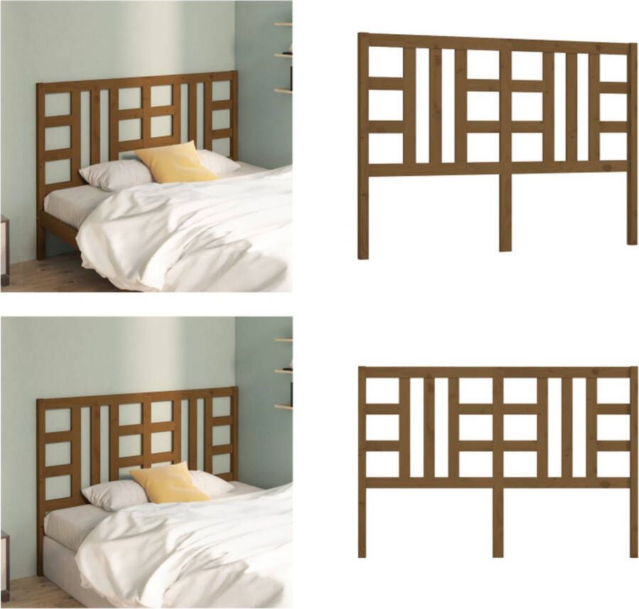 VidaXL Hoofdbord 156x4x100 cm massief grenenhout honingbruin Hoofdbord Hoofdborden Hoofdeinde Houten Hoofdbord - Foto 5