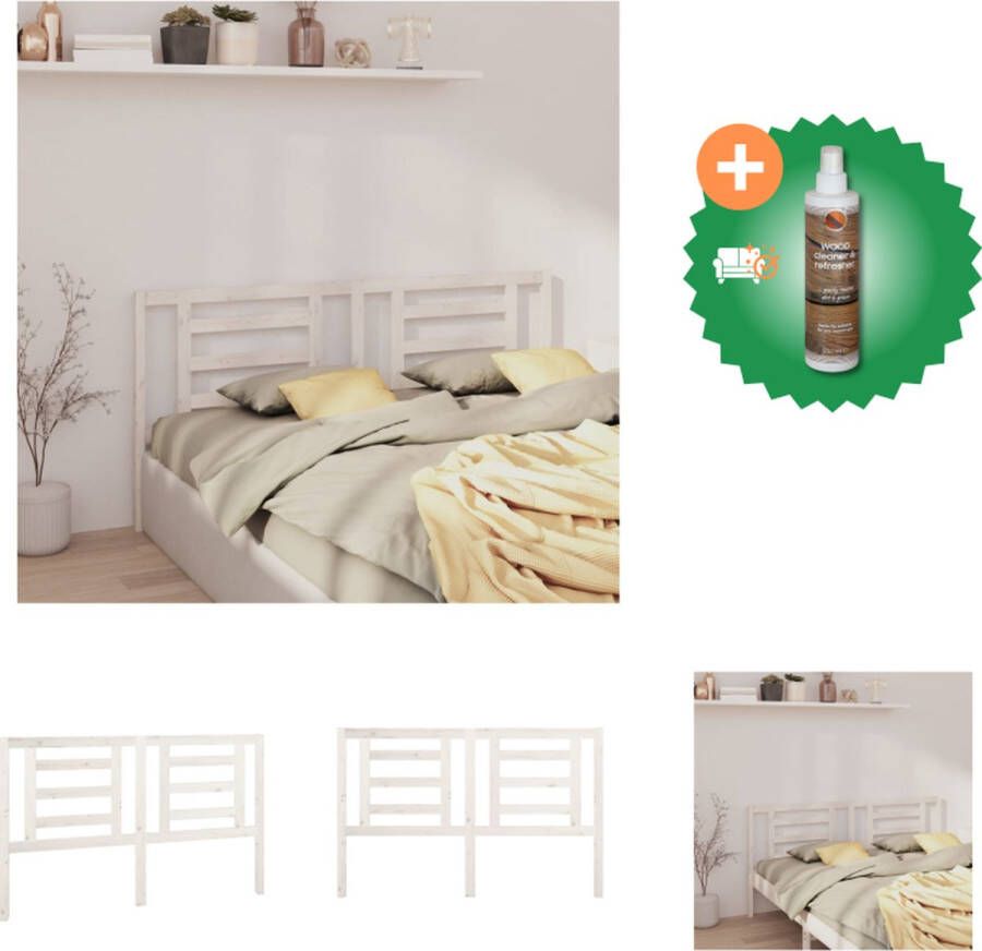 VidaXL Houten Hoofdbord Grenenhout 156 x 4 x 100 cm Wit Bedonderdeel Inclusief Houtreiniger en verfrisser - Foto 3