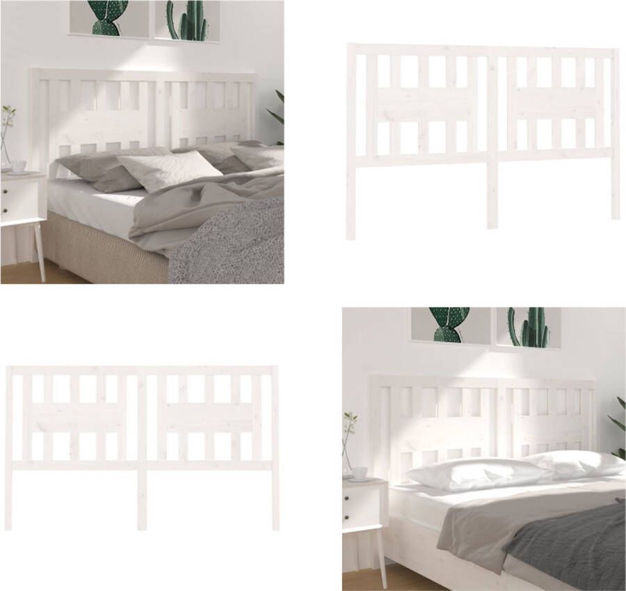 VidaXL Hoofdbord 156x4x100 cm massief grenenhout wit Hoofdbord Hoofdborden Hoofdeinde Houten Hoofdbord