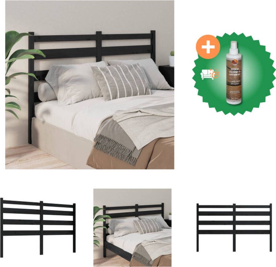 VidaXL Houten Hoofdeinde Klassieke Uitstraling Hoofdbord voor Bed zonder Hoofdeinde 156 x 4 x 100 cm Zwart Bedonderdeel Inclusief Houtreiniger en verfrisser