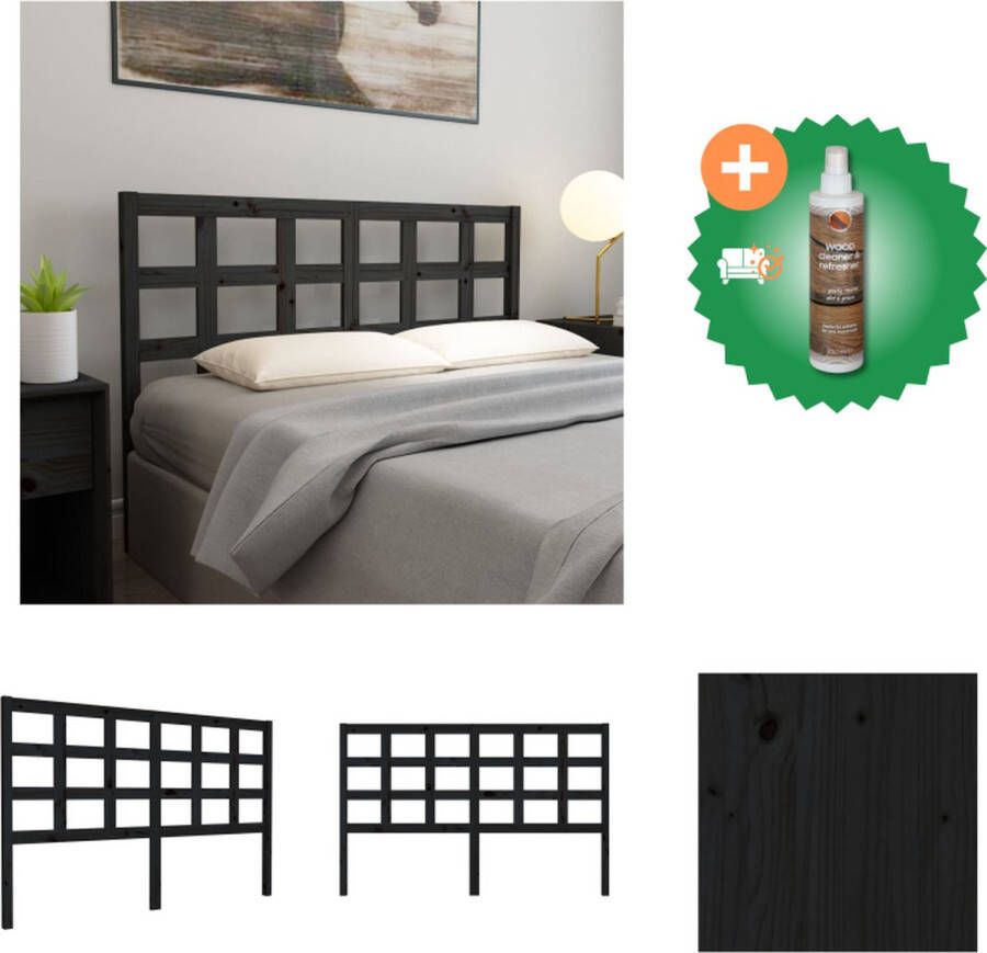 VidaXL Houten Hoofdeinde Klassieke Uitstraling Hoofdbord voor Bed zonder Hoofdeinde 156 x 4 x 100 cm Zwart Bedonderdeel Inclusief Houtreiniger en verfrisser - Foto 3