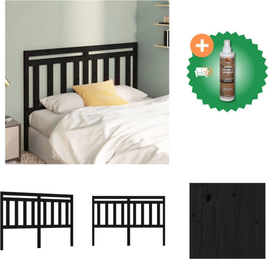 VidaXL Houten Hoofdeinde Klassieke Uitstraling Hoofdbord voor Bed zonder Hoofdeinde 156 x 4 x 100 cm Zwart Bedonderdeel Inclusief Houtreiniger en verfrisser - Foto 2