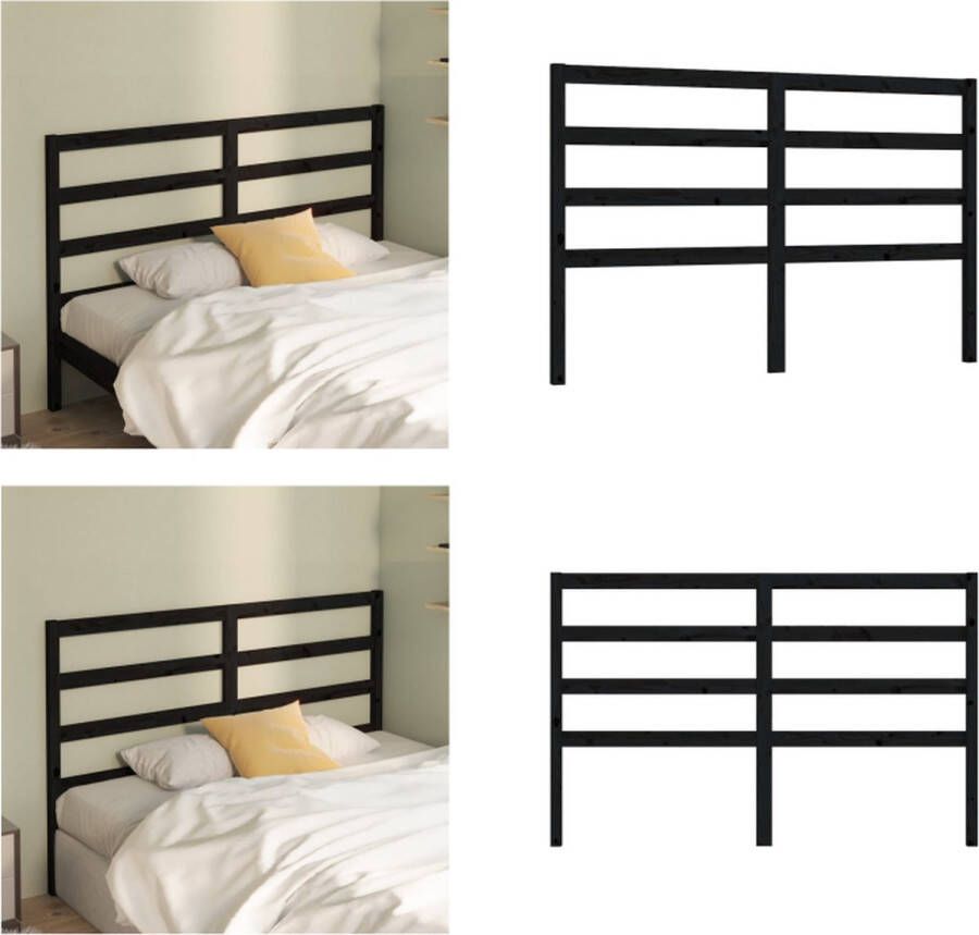 VidaXL Hoofdbord 156x4x100 cm massief grenenhout zwart Hoofdbord Hoofdborden Hoofdeinde Houten Hoofdbord - Foto 6