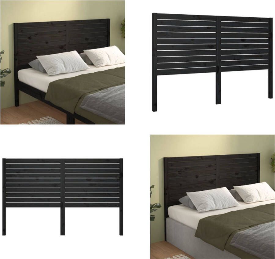 VidaXL Hoofdbord 156x4x100 cm massief grenenhout zwart Hoofdbord Hoofdborden Hoofdeinde Houten Hoofdbord - Foto 9