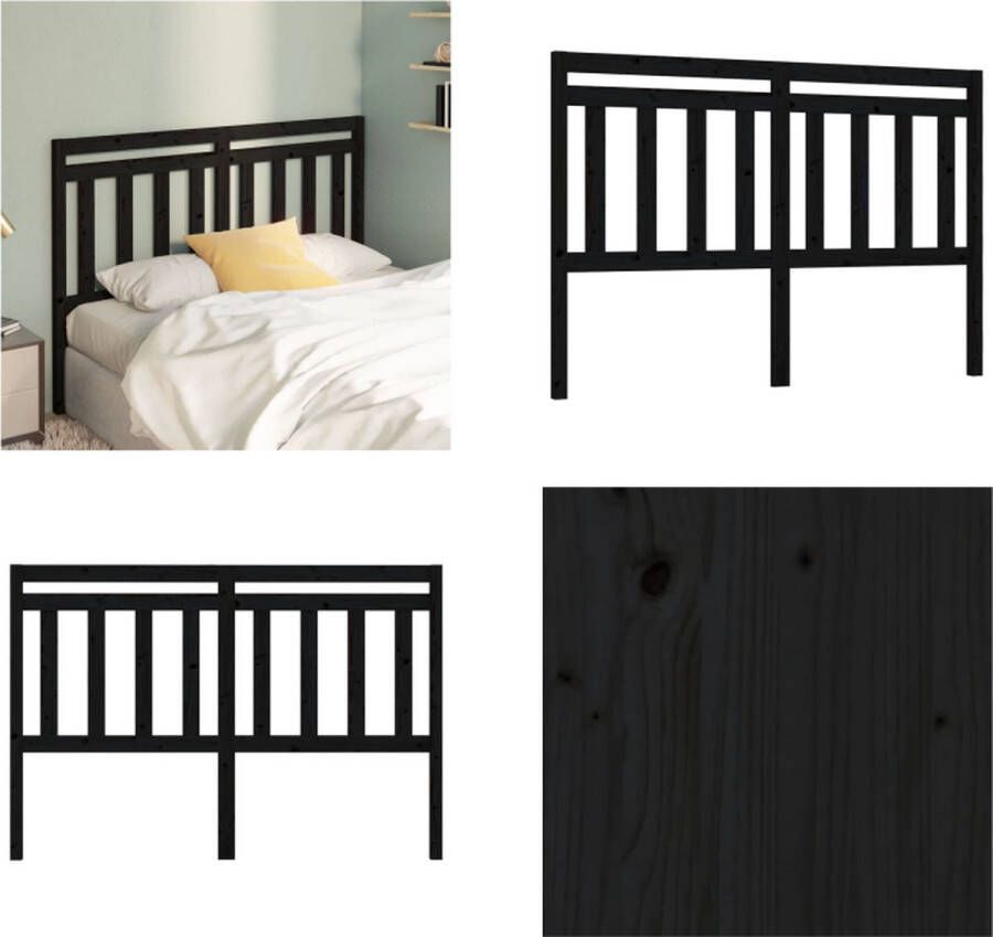 VidaXL Hoofdbord 156x4x100 cm massief grenenhout zwart Hoofdbord Hoofdborden Hoofdeinde Houten Hoofdbord - Foto 7