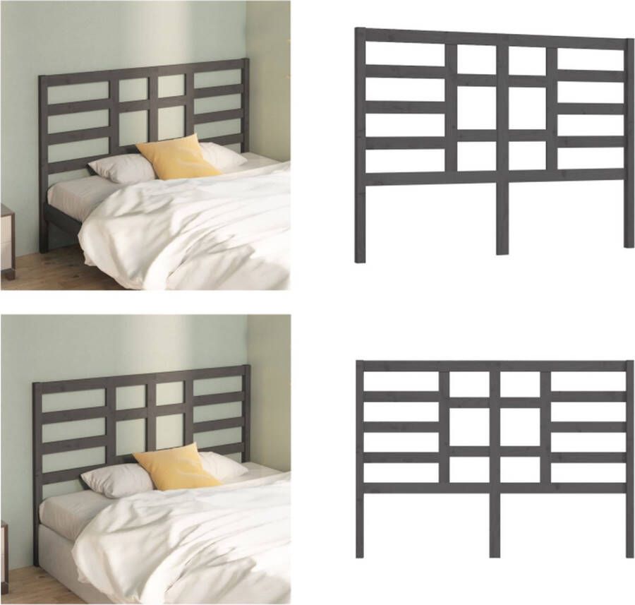 VidaXL Hoofdbord 156x4x104 cm massief grenenhout grijs Hoofdbord Hoofdborden Hoofdeinde Houten Hoofdbord - Foto 1