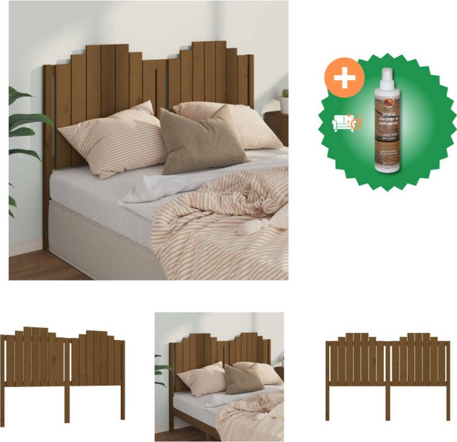 VidaXL Hoofdbord 156x4x110 cm massief grenenhout honingbruin Bedonderdeel Inclusief Houtreiniger en verfrisser