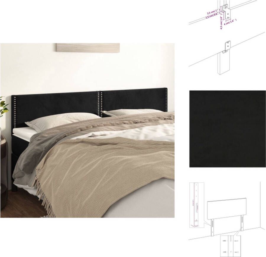 VidaXL Hoofdbord Zwart 80 x 5 x 118 128 cm Fluweel Verstelbaar Stevige poten Klassiek design Inclusief montagehandleiding (2x hoofdeind) Bedonderdeel