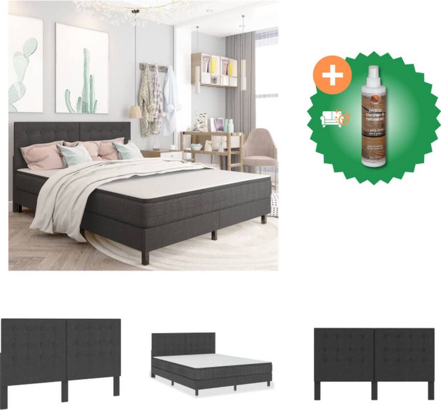 VidaXL Hoofdbord 160x200 cm getuft stof donkergrijs Bedonderdeel Inclusief Houtreiniger en verfrisser
