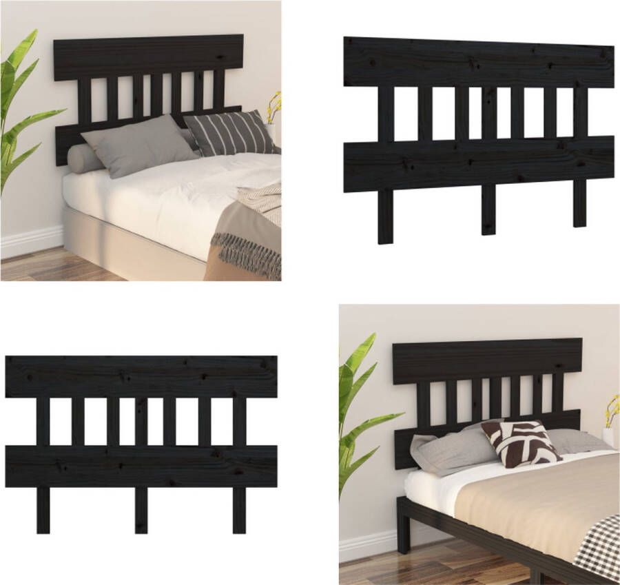 VidaXL Hoofdbord 163 5x3x81 cm massief grenenhout zwart Hoofdbord Hoofdborden Hoofdeinde Houten Hoofdbord