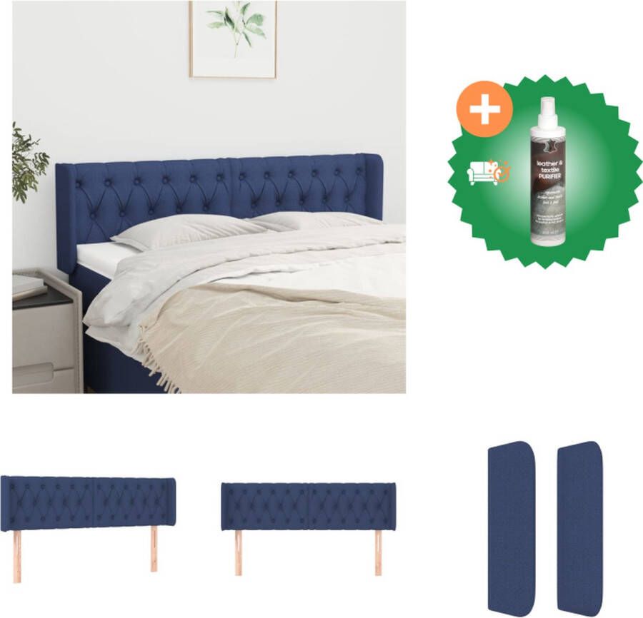 VidaXL Hoofdbord met randen 163x16x78 88 cm stof blauw Bedonderdeel Inclusief Reiniger