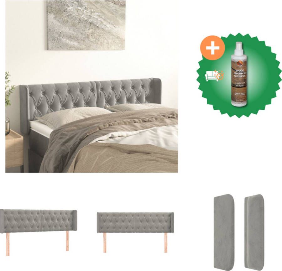 VidaXL Hoofdbord 163 x 16 x 78 88 cm Fluweel Bedonderdeel Inclusief Houtreiniger en verfrisser