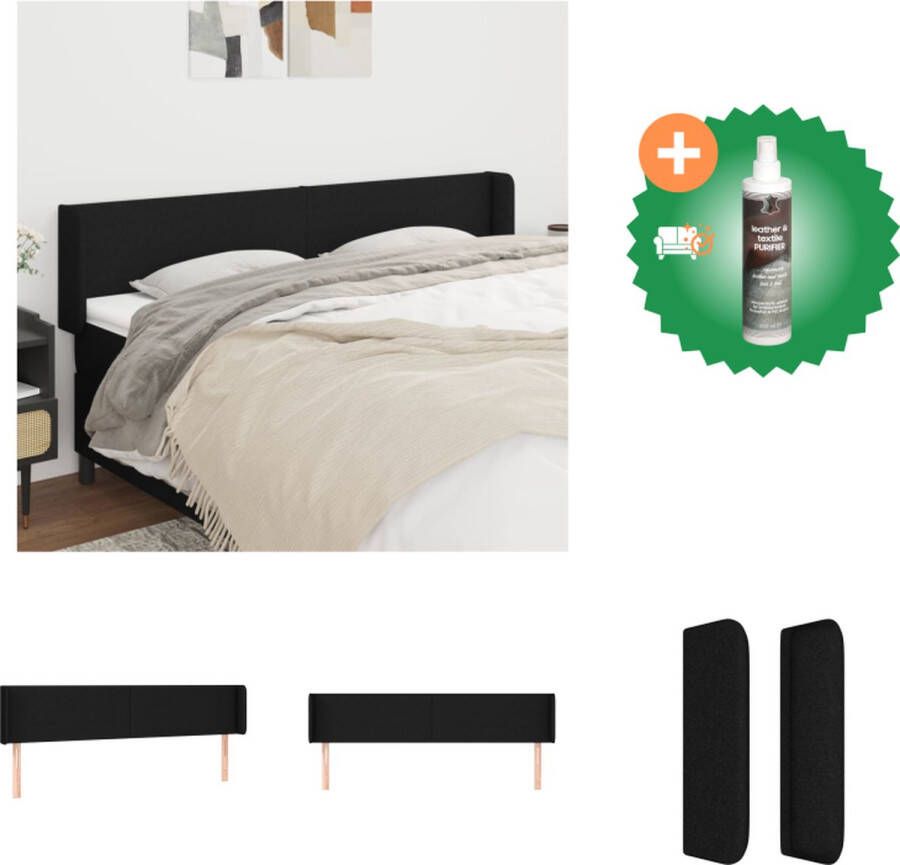 VidaXL Hoofdbord 163 x 16 x 78 88 cm Zwart Bedonderdeel Inclusief Reiniger