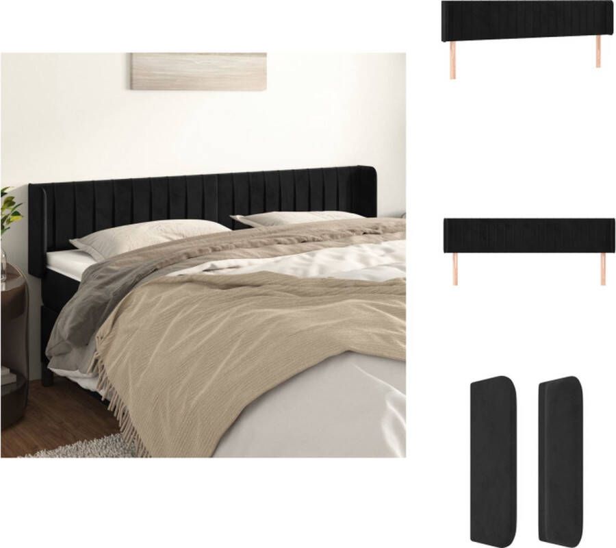 VidaXL Klassieke Hoofdbord Zwart Fluweel Verstelbare Hoogte Stevige Poten Comfortabele Ondersteuning Bedonderdeel - Foto 2