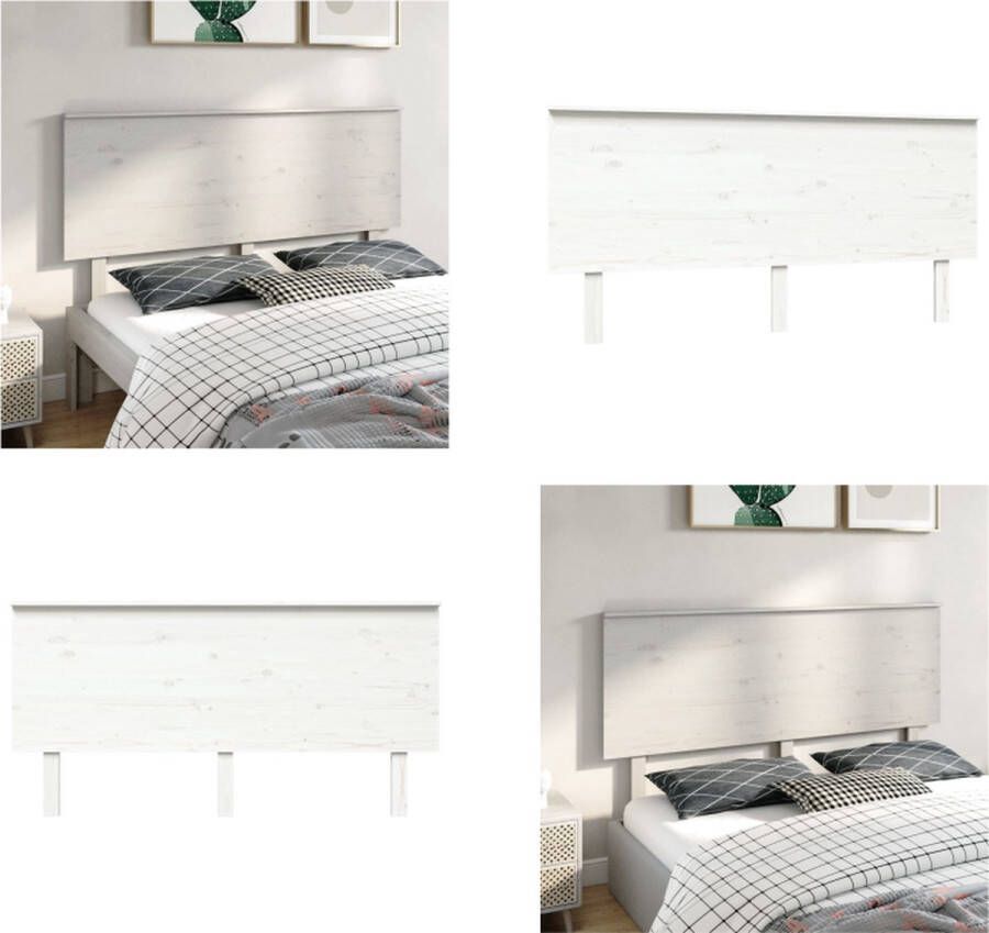 VidaXL Hoofdbord 164x6x82-5 cm massief grenenhout wit Hoofdbord Hoofdborden Hoofdeinde Houten Hoofdbord